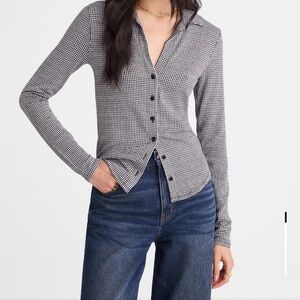 Madewell Camp Long-Sleeve Top in Gingham Sz L $72